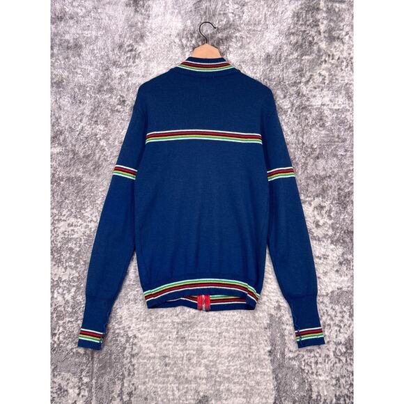 Vintage 40s Sweater Cardigan Varsity Knit Striped Chain Stitch Full WICO Zip - Picture 3 of 10